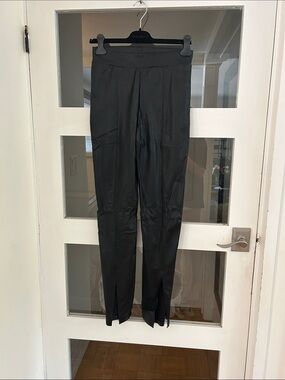 Commando Black Faux Leather Split-Hem Pants